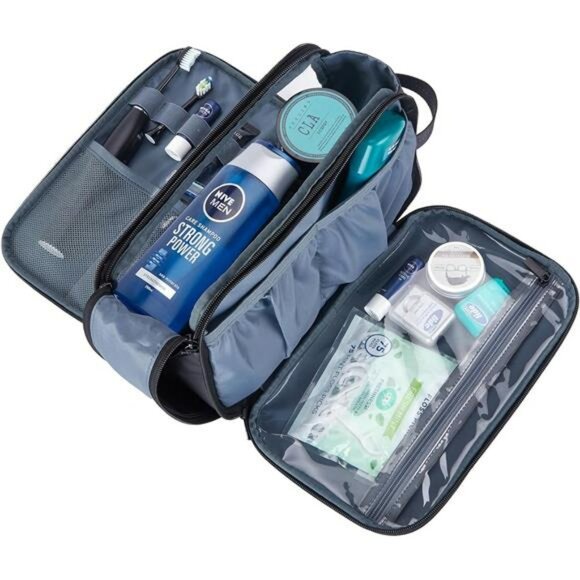 Large Toiletry Bag for Men Water Resistant Shaving Dopp Kit Travel Organizer - Picture 3 of 7